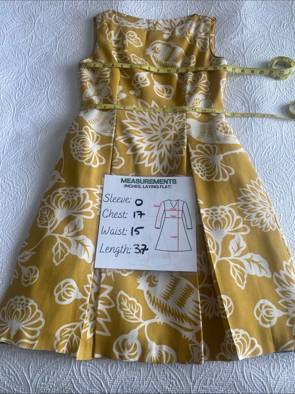 CUSTOM 1950 Yellow Floral Fit & Flare Dress with Satin Slip & Hidden Pockets SzM - Picture 15 of 16